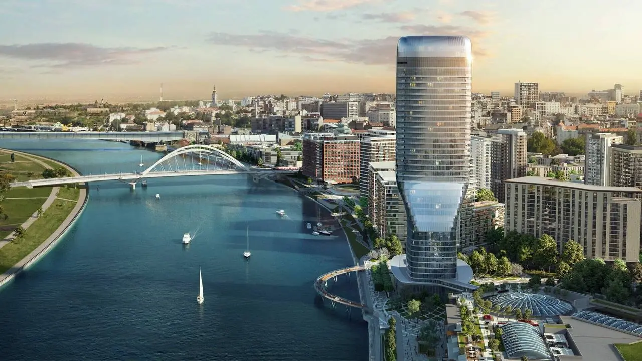 Kula Beograd и набережная Belgrade Waterfront